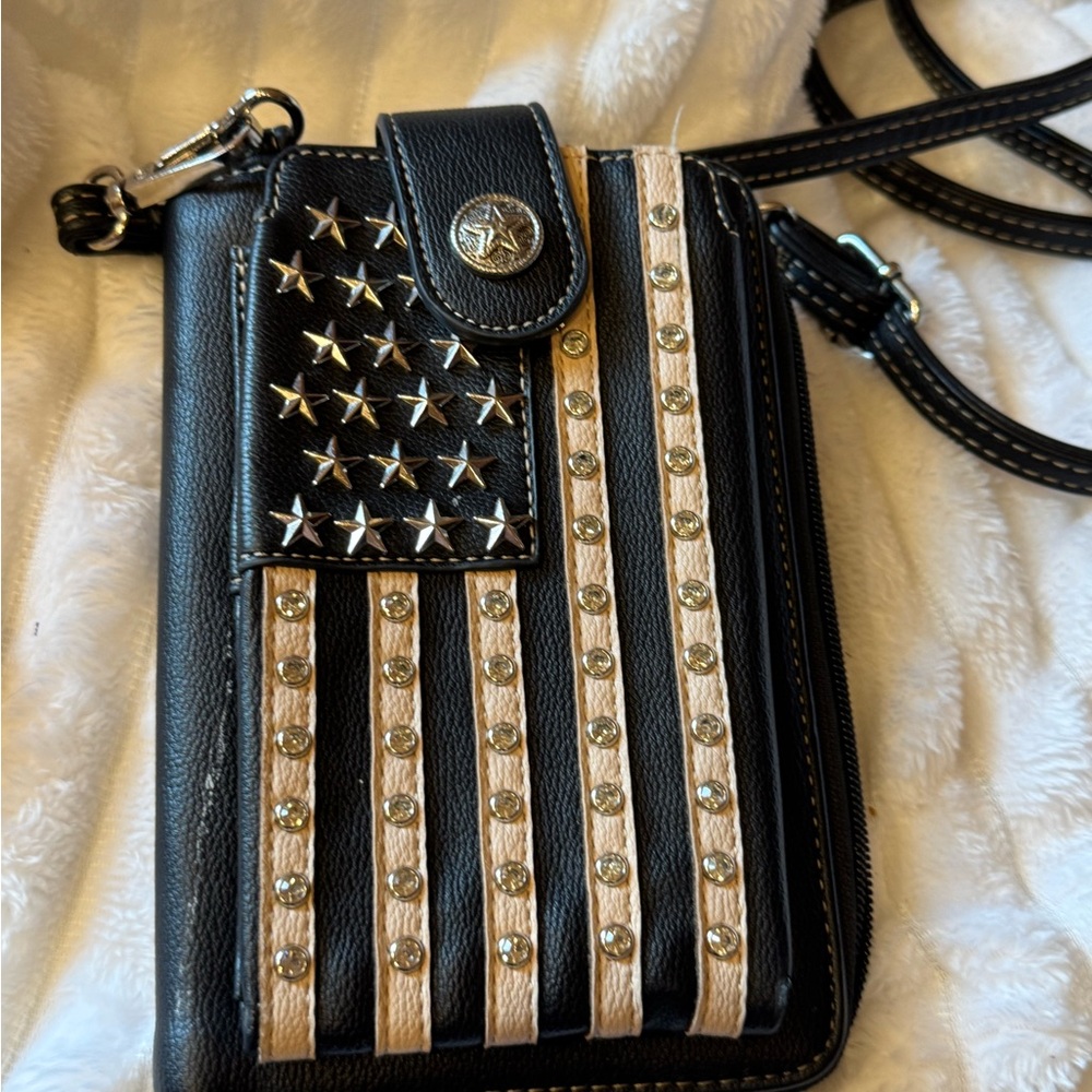 Montana West Black and White Star Studded Crossbody Bag